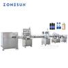 ZONESUN línea automática de llenado de cuatro cabezales alcohol llenado automático de botellas con taponadora de rosca y etiquetadora