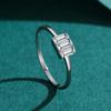 Anillo rectangular de diamantes artificiales de plata S925 para mujer, estilo europeo y americano, personalizado, con diseño de nicho, anillo cerrado, joyería de plata.