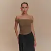 Top Feminino Americano de Um Ombro com Pregas Sem Mangas, Estilo 'Hot Girl' de Puro Desejo, Revelando a Clavícula, Camiseta Base Curta Justa, Moda Feminina Y2K
