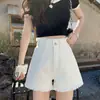 Pantalones cortos vaqueros de pierna ancha informales para mujer, finos, de verano, de cintura alta, combinables, talla pequeña, adelgazantes, modernos, de corte A