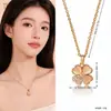 Collar de Acero de Titanio con Colgante de Trébol de Cuatro Hojas y Piedra Ojo de Gato Japonés y Coreano Más Vendido Versátil Elegante Joyería de Lujo Suave Diseño de Nicho