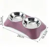 Comedero para Perros, Plato para Perros, Doble Plato, Diseño Trapezoidal, Antiderrames, Plato Integrado para Agua y Comida, Plato Interior de Acero Inoxidable, Plato para Gatos, Plato para Mascotas