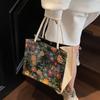 Bolsa Floral de Linho Média para Mulheres 2026 Nova Bolsa de Armazenamento de Nicho para Mulheres Estilosa Versátil de Ombro e Mão