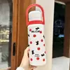 Copo Térmico para Meninas Alto Valor Estudante Grande Capacidade Copo de Isolamento Frio Garrafa de Água Portátil Canudo Duplo para Bebida Copo de Água Infantil