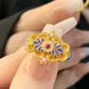 Novo anel de resina esmaltada estilo chinês, luxo leve com toque de alta qualidade, estilo corte vintage, anel de dedo indicador requintado e versátil