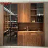 Mueble de Vino de Madera Maciza Estilo Chino Nuevo para Sala de Estar Personalizado de Fábrica Bodega de Troncos Empotrada de Lujo Americano Estante de Vino Simple de Lujo Ligero