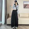 Toma real: Pantalones de trabajo retro americanos para mujer, nuevo modelo otoño 2026, de cintura alta, adelgazantes, holgados, de pierna ancha, pantalones casuales curvos