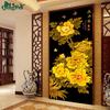 Qingfei impressão precisa pano flores douradas florescendo rico ponto cruz corredor vertical pintura bordado fio feito à mão Vietnã Camboja