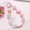 Llavero Colgante de Cuentas Acrílicas Pintadas a Mano de Moda DIY Cadena de Cuentas Pequeñas Coloridas Lindas Accesorio Decoración para Funda de Auriculares