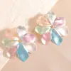 Diseño de moda transfronterizo europeo y americano, metálicos, brillantes, aretes plegables, aretes geométricos de pétalos vintage para mujer