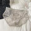 Ropa interior de mujer de satén y encaje, ligeramente madura, pura y sexy, Braguitas de malla ultrafinas con corte que cubren la cadera, Braguitas de cintura media de secado rápido para mujer