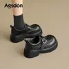 Mocassins Augusden de Solado Grosso para Mulheres 2026 Novo Outono Slip-On Sapatos de Couro Retrô Britânicos para o Trabalho