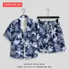 Camisa de Flores Hawaianas Traje de Playa Verano Delgado Sanya Viaje Pareja Hombre y Mujer Talla Grande Pantalones Casuales Sueltos