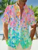 Camisa Hawaiana Estampada con Degradado de Color Primavera y Verano para Hombre Vacaciones Playa Comercio Transfronterizo Fabricante Camisa de Manga Corta de Verano