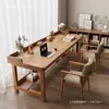 Escritorio de madera maciza, escritorio largo, adecuado para sala de estar, dormitorio o estudio; escritorio de estudio para dos personas, de doble capa, montado en la pared, escritorio estrecho para computadora, diseño elegante