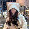 Nuevo gorro de otoño e invierno con bonito oso para ciclismo al aire libre, cálido y con protección para los oídos, con cordones, gorro de punto cálido a la moda