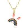 Collar Colgante Conejo Arcoíris Transfronterizo Lindo Orejas de Conejo Gargantilla Diamante Completo Regalo Día del Niño Pascua en Stock