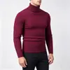 Outono Inverno Novo Suéter Masculino Gola Alta Slim Fit Malha Trançada Pulôver Moda Jovem Casual Camada Base