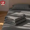 Lençol de Cama de Algodão Lavado Espesso Peça Única, Estilo Fresco, Uso Doméstico, Lençol de Cama de Casal, Cor Sólida, Adequado para Dormitório de Estudante, Lavável à Máquina, Conjunto de Três Peças