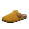2023 Novo tamanho grande 35-45 Chinelos Baotou de fundo plano slip-on Chinelos de verão femininos para uso externo Chinelos de bico redondo Sapatos preguiçosos