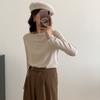 Camiseta de gola redonda para outono e inverno Anting Lu, suéter simples feminino de manga longa para usar por baixo, top casual estilo executivo
