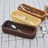 Suministro Mimbre Sintético Vajilla Cesta para Palillos Rectangular Cesta Escurridora Cesta para Cuchillos y Tenedores Creativa Cesta para Frutas y Pan Cesta de Almacenamiento