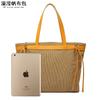 Bolso de mano informal para mujer, bandolera de lona impermeable con primera capa de piel auténtica, bolso de hombro de color liso, rebosante