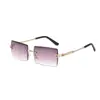 Gafas de sol cuadradas sin montura, de corte, de moda, multicolor, gafas de moda de verano transfronterizas, gafas de sol para hombre y mujer