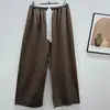 Calça de Pijama de Seda de Algodão para Mulheres, Estilo Fino para Primavera e Verão, Tamanho Grande, Caimento Solto, Calça de Perna Larga de Algodão Artificial, Pode Ser Usada Fora de Casa, Versátil, Cintura Alta, Leve