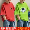 Camiseta de manga curta para meninos, moda infantil de verão, estilosa e legal, manga meia-manga, novo modelo 2026, roupas de verão grandes para crianças, camiseta moderna de algodão puro, legal e bonita