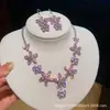 ¡Precioso y deslumbrante! Collar con colgante de flor de circón y gota de agua, cadena para la clavícula estilo corte vintage, joyería de lujo ligero y sensación de alta gama