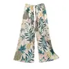 Pantalones de pijama de algodón para mujer, verano, finos, estampados, casuales, de pierna ancha, pueden usar mujeres embarazadas, comercio exterior, pantalones de talla grande
