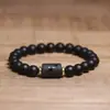 Xiyin Temu Pulseira de Pedra Preta Fosca Gravada Doze Constelações Pulseira de Constelação de Aço Inoxidável Pulseira de Casal Estudante Joias
