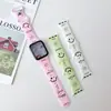 Pulseira de Silicone Estampada com Rosto Sorridente Adequada para Apple Watch Séries 9, 10, S11 iWatch Ultra Pulseira com Fecho Borboleta