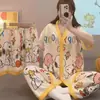 Kimono Nuevo Estilo al por Mayor Labubu Conjunto de Tres Piezas Pijamas Populares para Mujer Verano Comercio Exterior Transfronterizo Sudeste Asiático Ropa de Casa