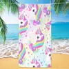 Especial Transfronteiriço para Toalha de Praia Unicórnio Colorido de Desenho Animado Impressão Digital Microfibra Toalha de Banho de Praia Toalha Absorvente de Secagem Rápida
