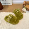 Pantuflas de Felpa para Niños 2026 Otoño/Invierno Nuevas Medias Pantuflas Abiertas Versátiles para el Hogar Pantuflas de Una Correa Cálidas de Algodón