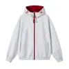 2026 Novo Moletom Masculino Estilo Americano High Street Peso Pesado Fita Blocos de Cor Cor Sólida Manga Longa Cardigan com Capuz