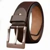 Cinturón de Cuero Vintage para Hombre, Cuero Genuino Casual Negocios Simple Cinturón de Cuero Vacuno para Hombres Jóvenes y de Mediana Edad, Cinturón de Hebilla de Pin Versátil de Moda