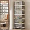 Caja de Almacenamiento Doméstica de Gran Capacidad Armario Plegable de Almacenamiento Caja para Archivos Estante para Snacks con Ruedas para Dormitorio Sala de Estar