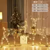 Decoraciones Luminosas de Ciervo para Ventana de Navidad, Ciervo de Hierro Forjado, Ciervo de Navidad con Carro y Luces, Caja de Regalo, Adornos de Navidad, Fábrica Directa