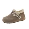 Ropa exterior forrada de polar 2026, zapatos gruesos tipo mula cálidos para mujer con suela gruesa, nuevos zapatos de algodón peluche para otoño e invierno, con aumento interno de altura