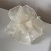 Scrunchie de Malha com Contas Extra Grande Estilo Hepburn para Aumentar o Volume do Cabelo, Elegante Acessório para Rabo de Cavalo Baixo