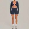 Conjunto de Yoga de Manga Larga Ajustado Arena Otoñal Secado Rápido Ropa de Fitness Conjunto Deportivo para Correr al Aire Libre en Invierno 1834+2208