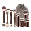 Set Completo Transfronterizo de Brochas de Maquillaje de Tubo de Aluminio, Brocha para Polvo Suelto, Brocha para Contorno, Brocha Retráctil para Base, Brocha para Sombras de Ojos, Herramientas de Belleza