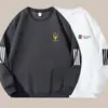 Camiseta de manga larga para hombre para otoño e invierno, marca de moda, corte holgado, engrosada, camiseta básica casual, sudadera estampada de cuello redondo para estudiantes jóvenes
