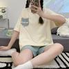 Pijama con Copas de Pecho Incorporadas para Mujer, Shorts de Manga Corta de Verano, Dulce y Lindo, Casual y Usable, Conjunto de Dos Piezas de Ropa para el Hogar de Verano