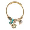 Pulseira Europeia e Americana DIY Panjiadora de Aço Inoxidável com Contas Moda Pingente de Diamante Amor Pulseira Aberta Ajustável