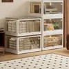 Caixa de Armazenamento Dobrável para Roupas e Colchas, Caixa de Armazenamento Plástica Transparente Doméstica com Rodas, Caixa de Armazenamento de Brinquedos e Lanches com Cinco Portas