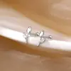 Pendientes de Tulipan de Plata Pura S999 para Mujer, Sencillos y Compactos, Elegantes Pendientes de Flor de Circonita, Pendientes Casuales y Versátiles para el Día a Día